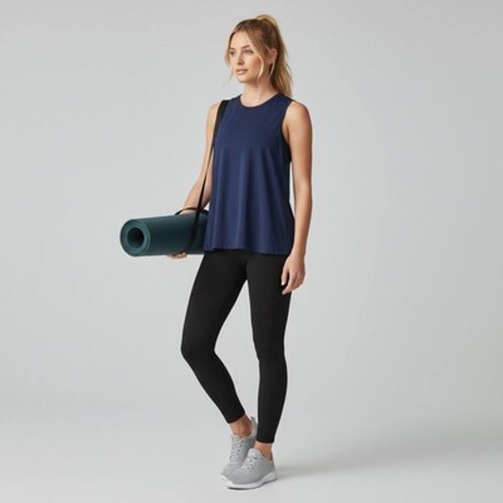 New J.McLaughlin Saina Knit Top Navy Pima Cotton Blend Split Open Back Small